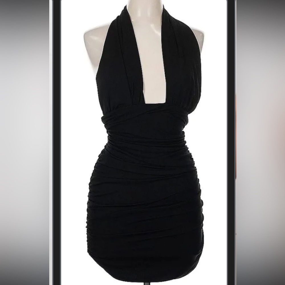 Zara Black Backless Halter Dress XS